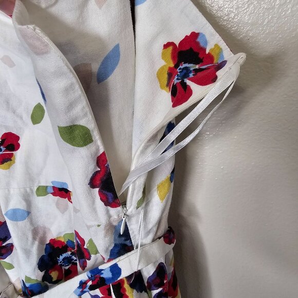 Lane Bryant 26 White Floral Dress Linen Blend Smocked Midi Cottage Sun Dress - Picture 9 of 9